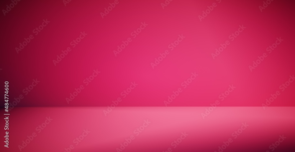 Blank colorful wall background and hard falling shadow. 3D rendering.