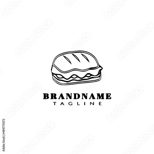 sandwich cartoon logo icon design template black isolated illustration