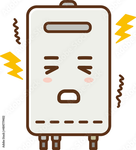 Illustration of a noisy water heater (anthropomorphic)