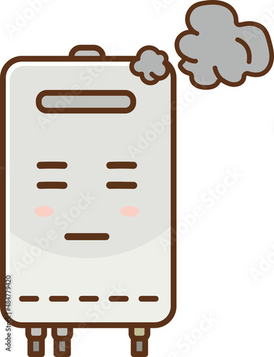 Illustration of Smoking water heater (anthropomorphic)