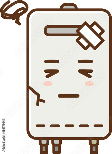 Illustration of Broken water heater (anthropomorphic)
