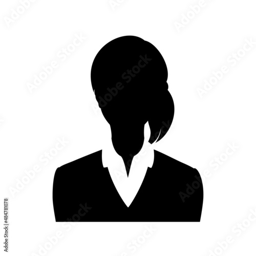 Upper body silhouette of a female with ponytail hairstyle.