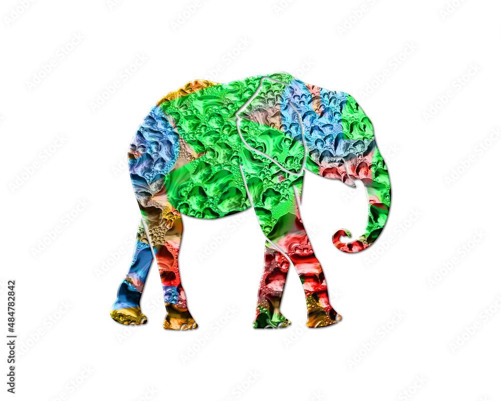 Elephant Animal Colorful Water Rain Drops Icon Logo illustration
