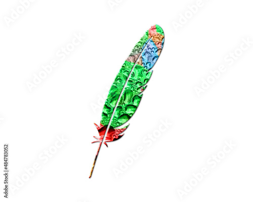 Feather ink pen Colorful Water Rain Drops Icon Logo illustration 