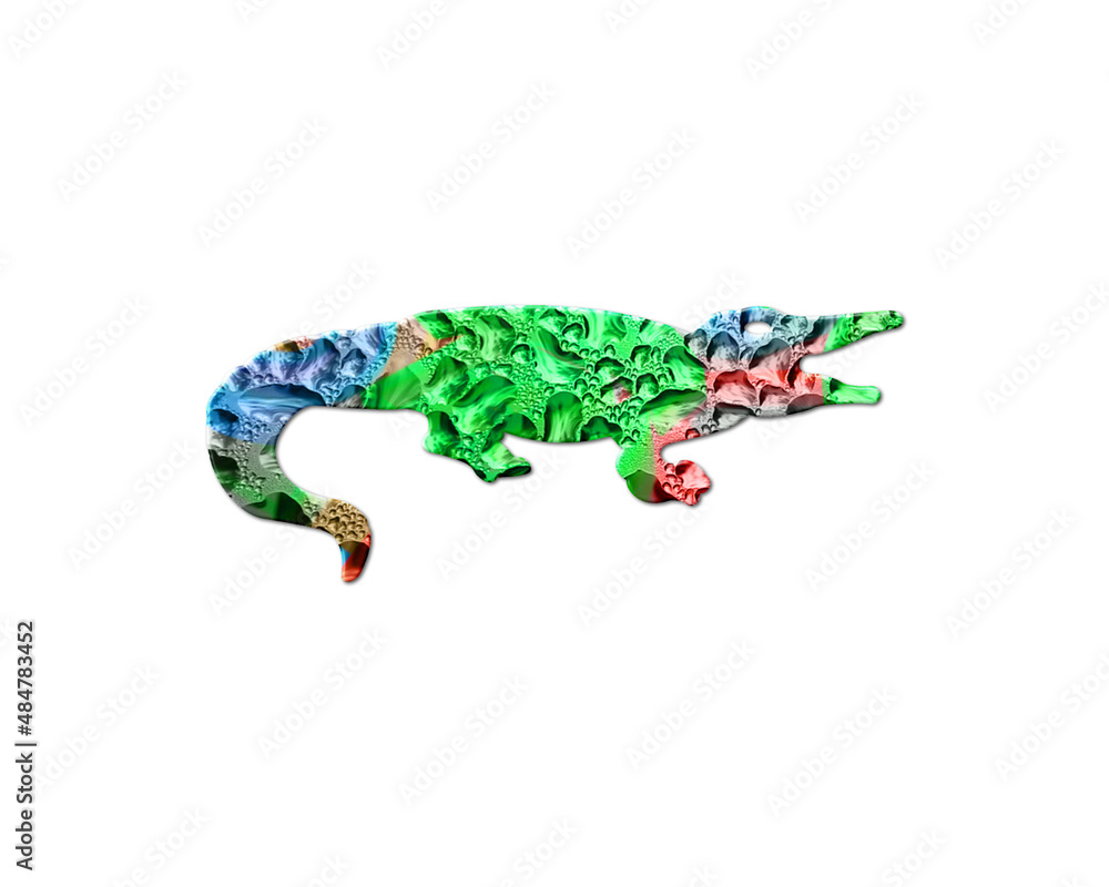 Crocodile Alligator Colorful Water Rain Drops Icon Logo illustration
