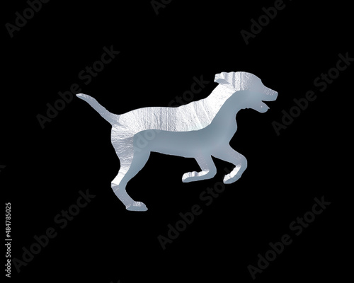 Dog Pet Running symbol White Sculpture icon logo illustration