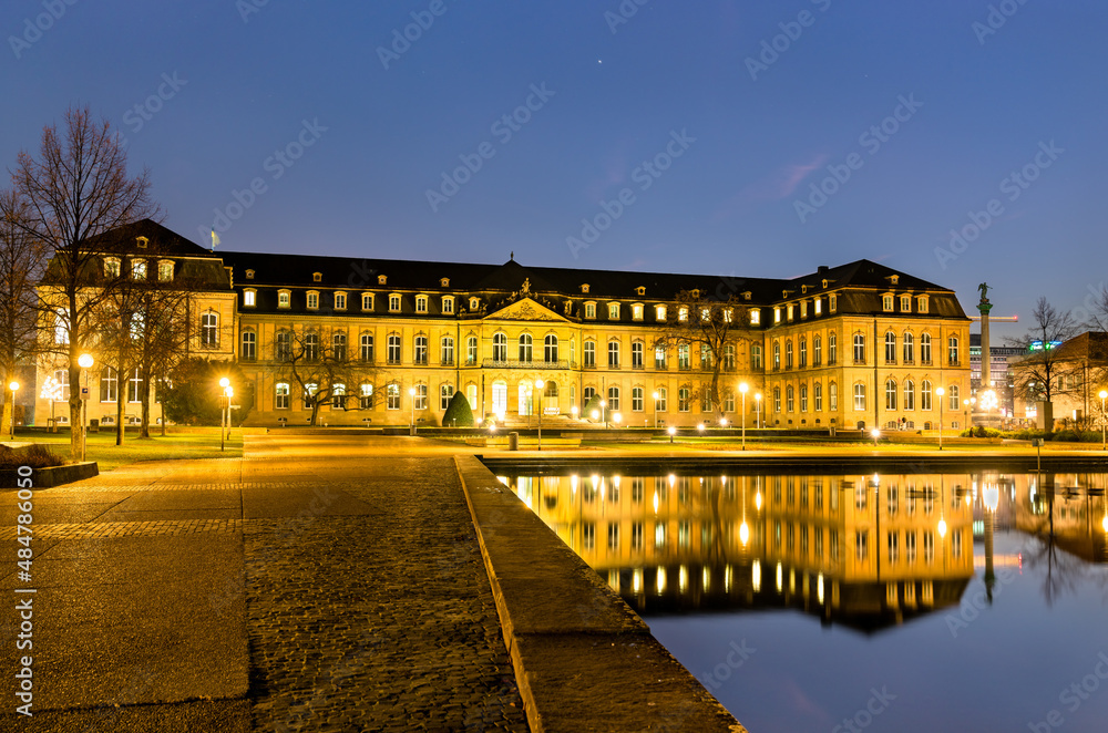 The New Palace in Stuttgart, Germany at night