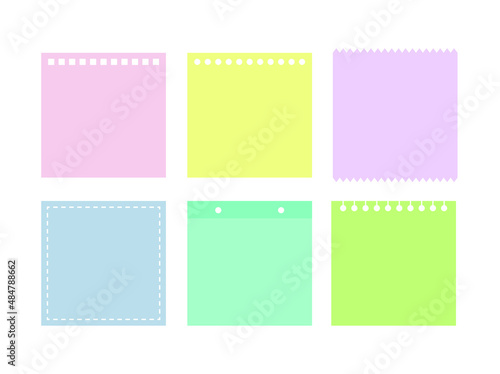 Set of colorful and cute notes, memo, paper, stickers and deco frames.