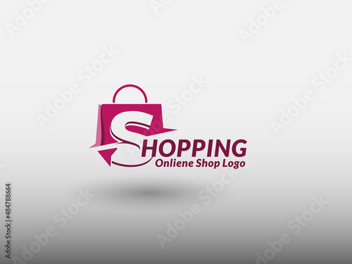 Abstract letter S with bubbles on shopping bag. Abstract shopping logo. Online shop logo.