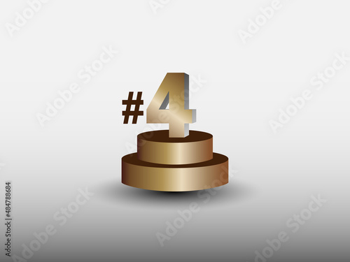 NUMBER 4, four ON THE PODIUM VECTOR GRAPHIC FOR AWARD SYMBOL LOGO ELEMENT