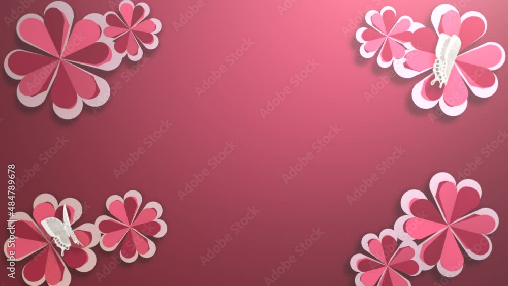 Red flowers with butterfly on summer pattern, motion holidays, romantic and Valentines style background Red flowers with butterfly on summer pattern, motion holidays, romantic and Valentines style background