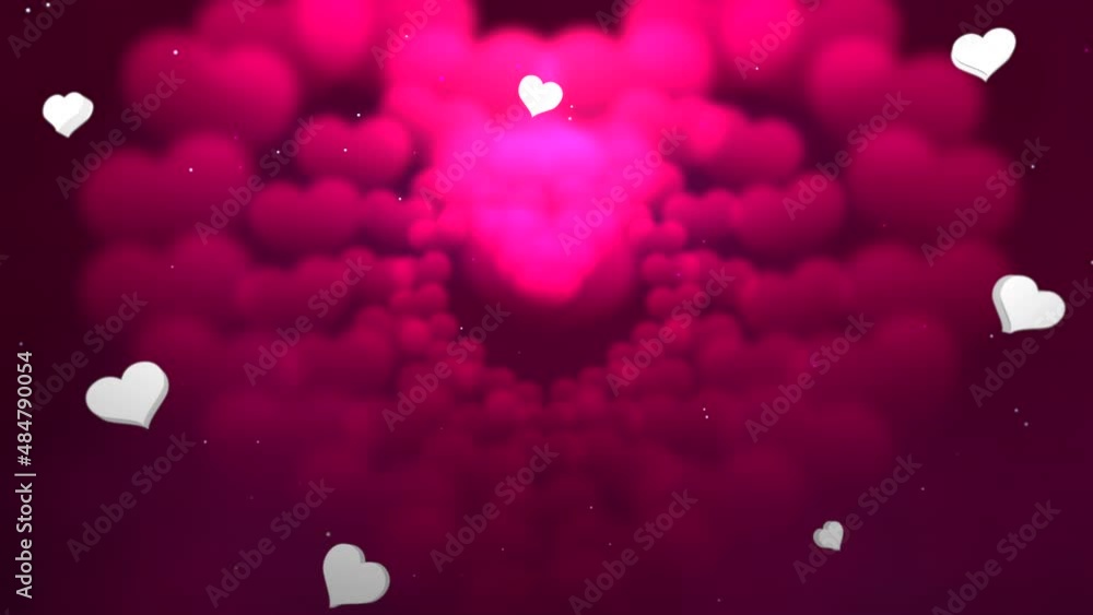 Fashion pink heart and fly small glitters in romantic sky, motion holidays, romantic and Valentines style background Fashion pink heart and fly small glitters in romantic sky, motion holidays, romantic and Valentines style background