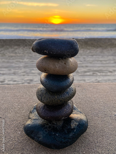 A stack of stones at the beach