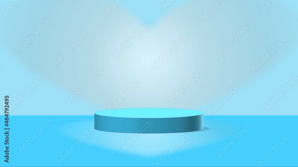 empty podium on blue background 3d rendering for product display