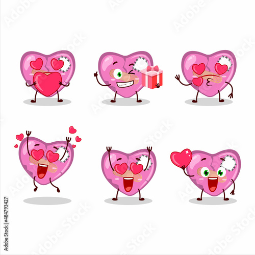 Pink broken heart love cartoon character with love cute emoticon