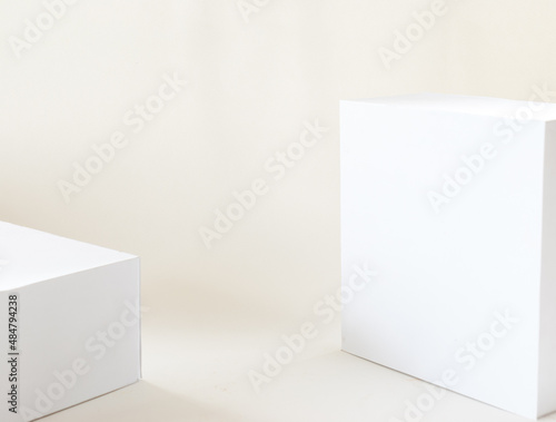 Wallpaper Mural Mockup a display pedestal, cosmetics, advertising  products,  pedestal scene on 3D  white background. Advertising and presentation,  product display, banner ,cosmetic concept Torontodigital.ca