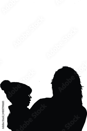 silhouette of a child with Mother