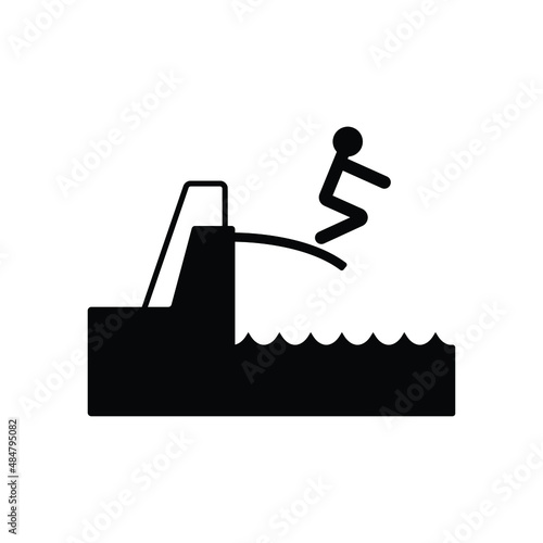 Jumping swimmer icon vector isolated on white, sign and symbol illustration.