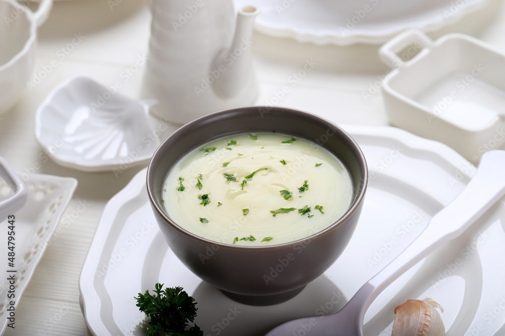 Cream Soup for Breakfast, Close Up Cream Soup for Breakfast, Close Up