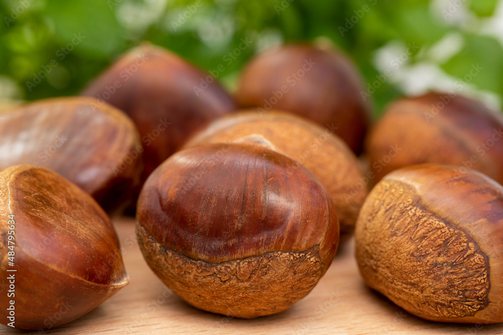 Autumn delicacies, chestnuts, white, white background Autumn delicacies, chestnuts, white, white background