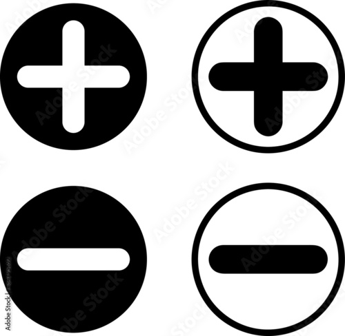 Plus and minus icon set . Vector illustration.eps