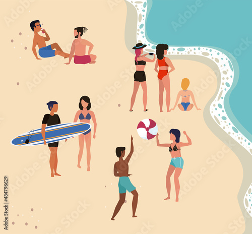 People in beach - Holidays time poster