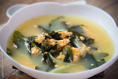 Wakame Soup with Egg, Japanese Cuisine photo