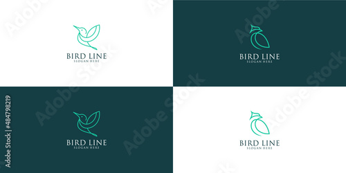Set of bird logo template with line art style. creative abstract bird logo collection.