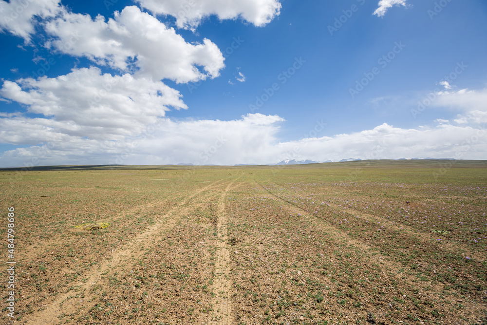 High altitude landscape under blue sky