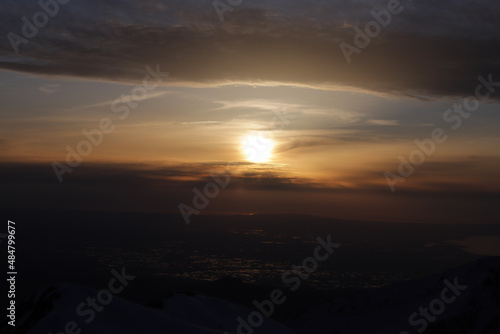 sunset over the city