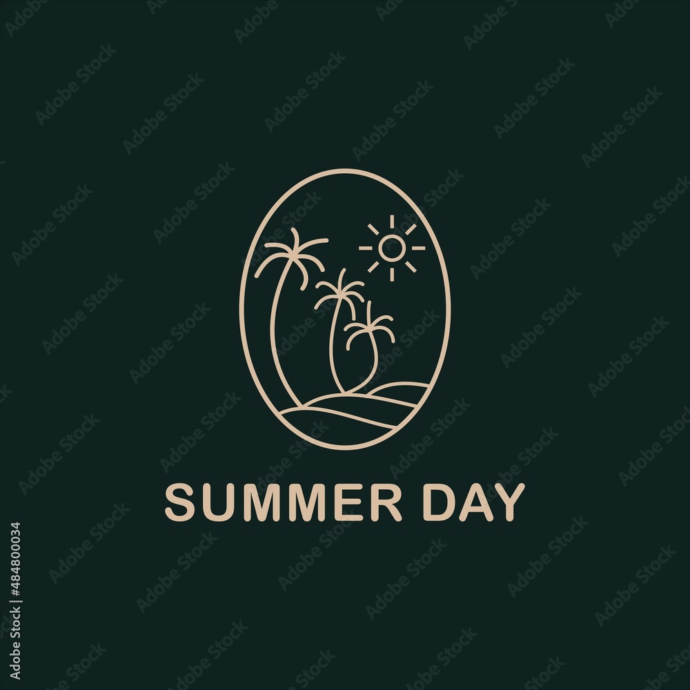 
Line art summer illustration logo design