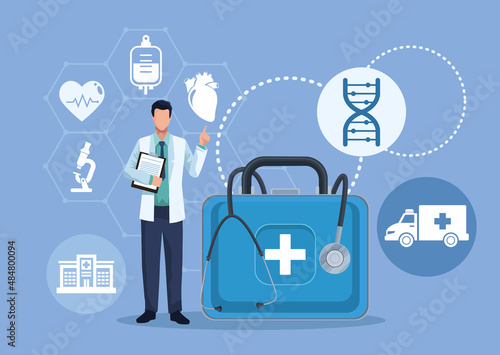 doctor and medical kit
