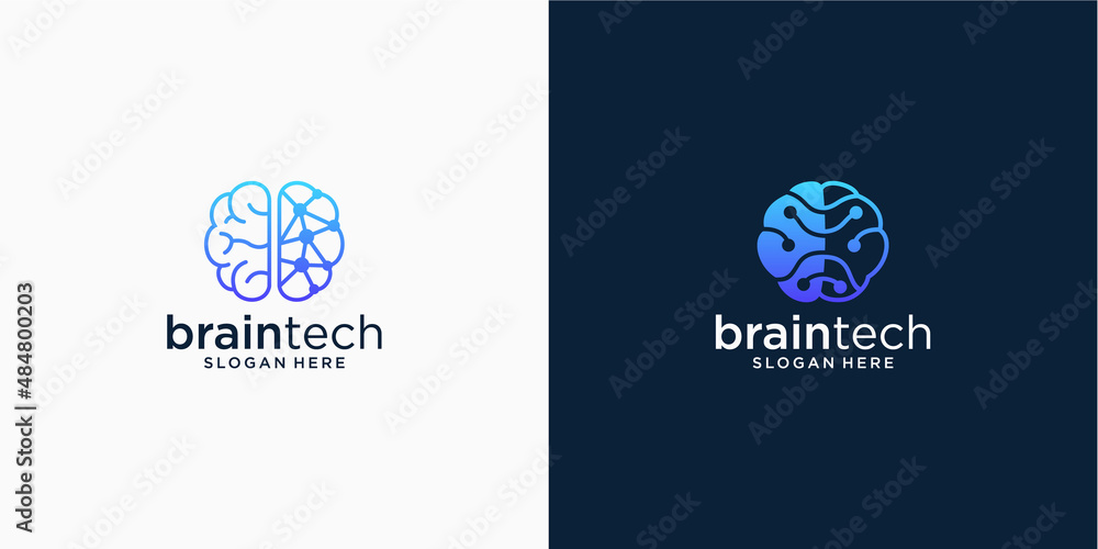 Set of brain connection logo design Set of brain connection logo design