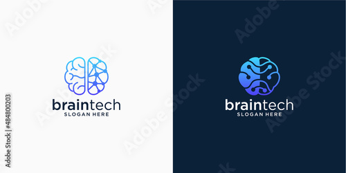 Set of brain connection logo design
