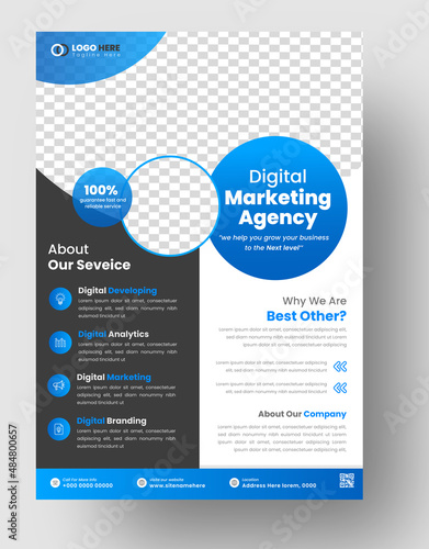 digital marketing Corporate business flyer template design with blue color