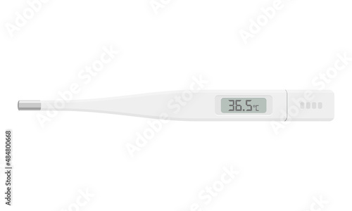 Vector illustration of digital celsius thermometer isolated on background.