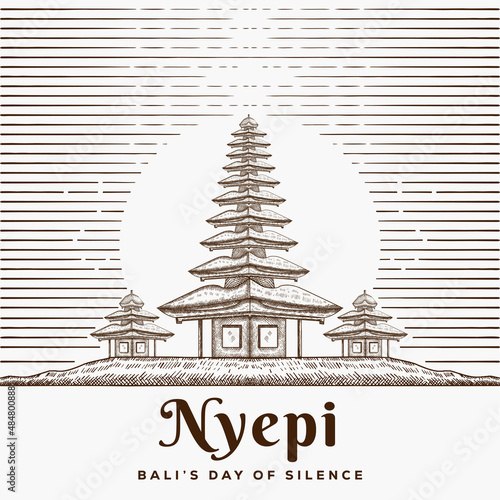 hand drawn nyepi bali's day of silence illustration design