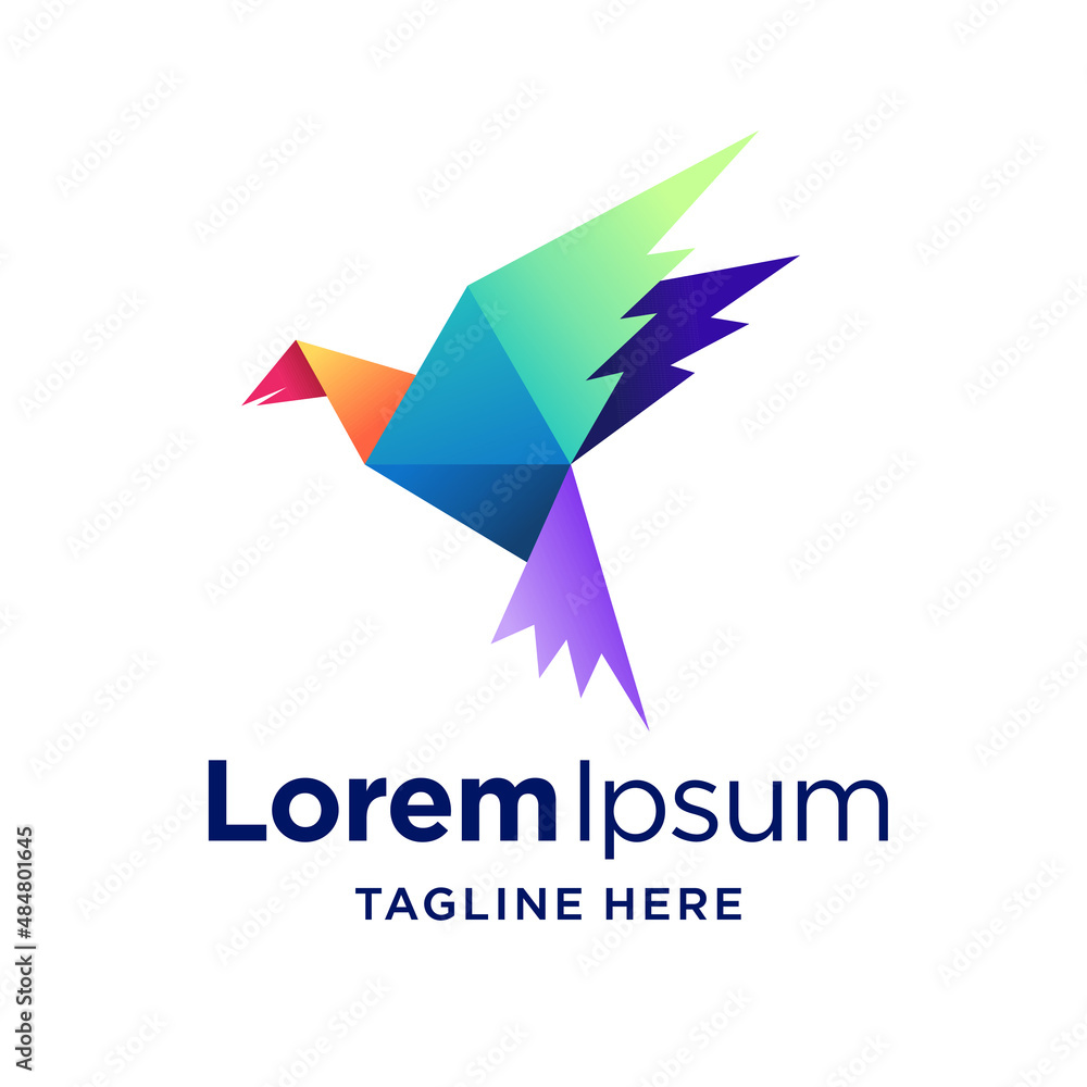 paper bird logo with gradient color concept paper bird logo with gradient color concept