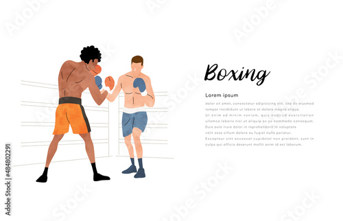 ベクターイラスト素材：ボクシングをする人物、スポーツ選手
