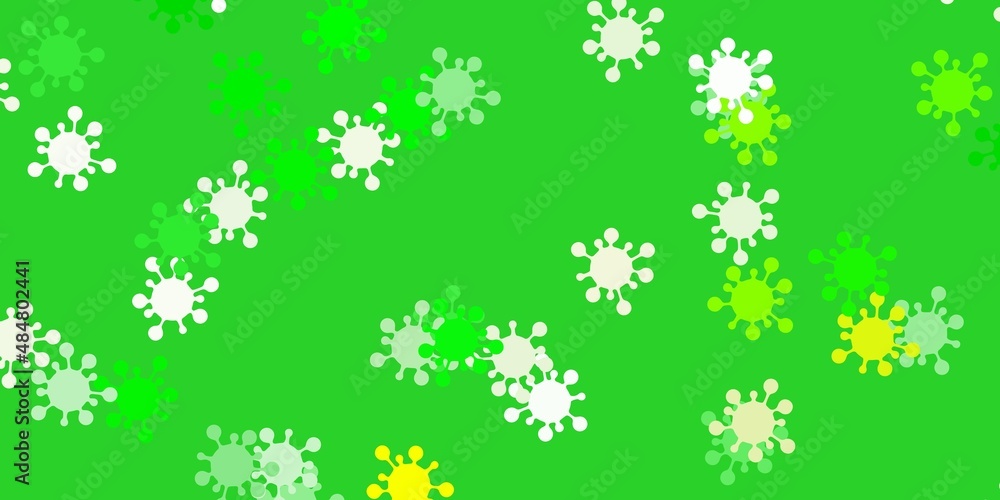 Light green, yellow vector template with flu signs.