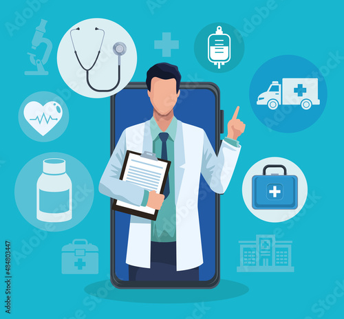 doctor with icon set
