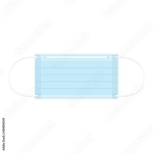 Vector illustration of blue surgical face mask isolated on background.