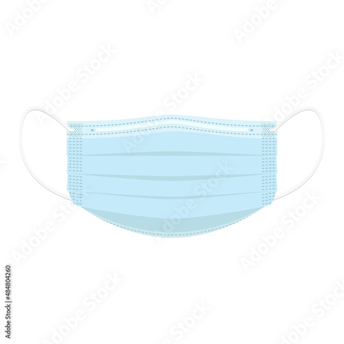 Vector illustration of blue surgical face mask isolated on background.