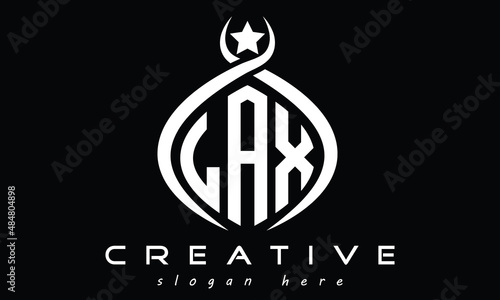 LAX three letters monogram curved minimalist initial logo design, geometric oval modern creative logo, vector template