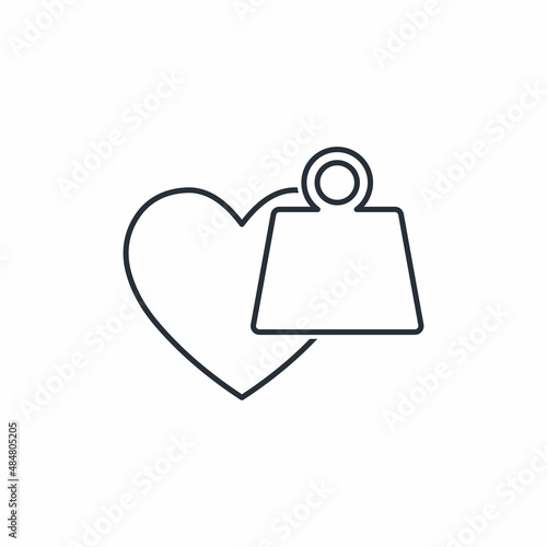 Heaviness in the heart. Vector linear icon isolated on white background