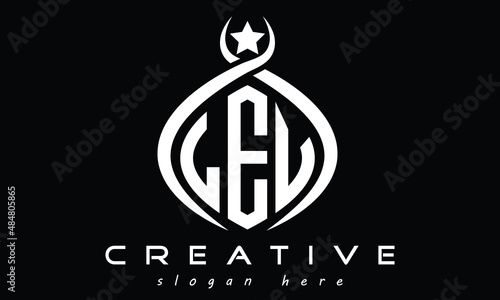 LEV three letters curved initial monogram logo design, geometric oval minimalist modern creative logo, vector template