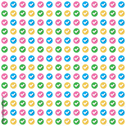 Seamless colorful check mark pattern background