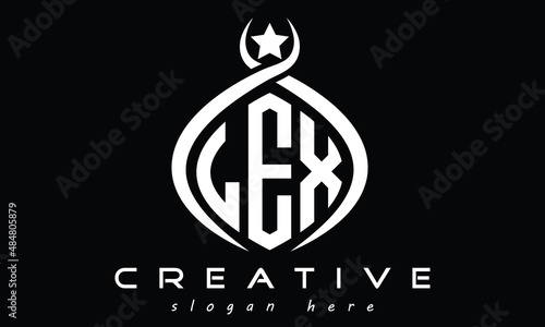 LEX three letters curved initial monogram logo design, geometric oval minimalist modern creative logo, vector template