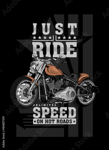 unlimited speed, big engine motorcycle illustration