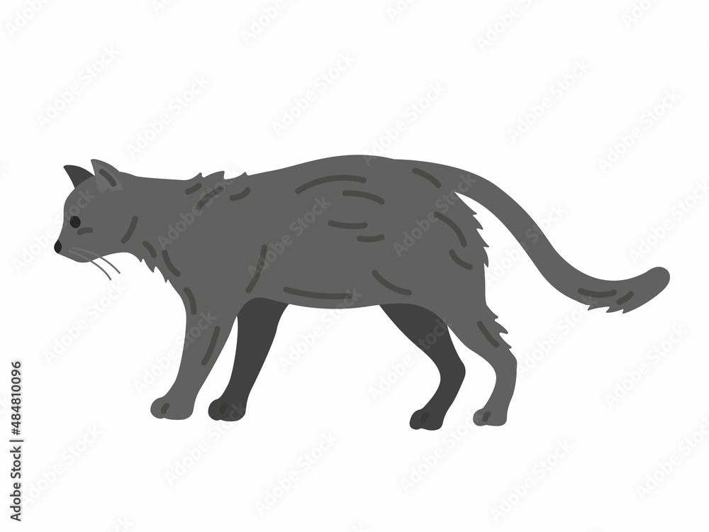 横から見た、黒猫ののイラスト 横から見た、黒猫ののイラスト